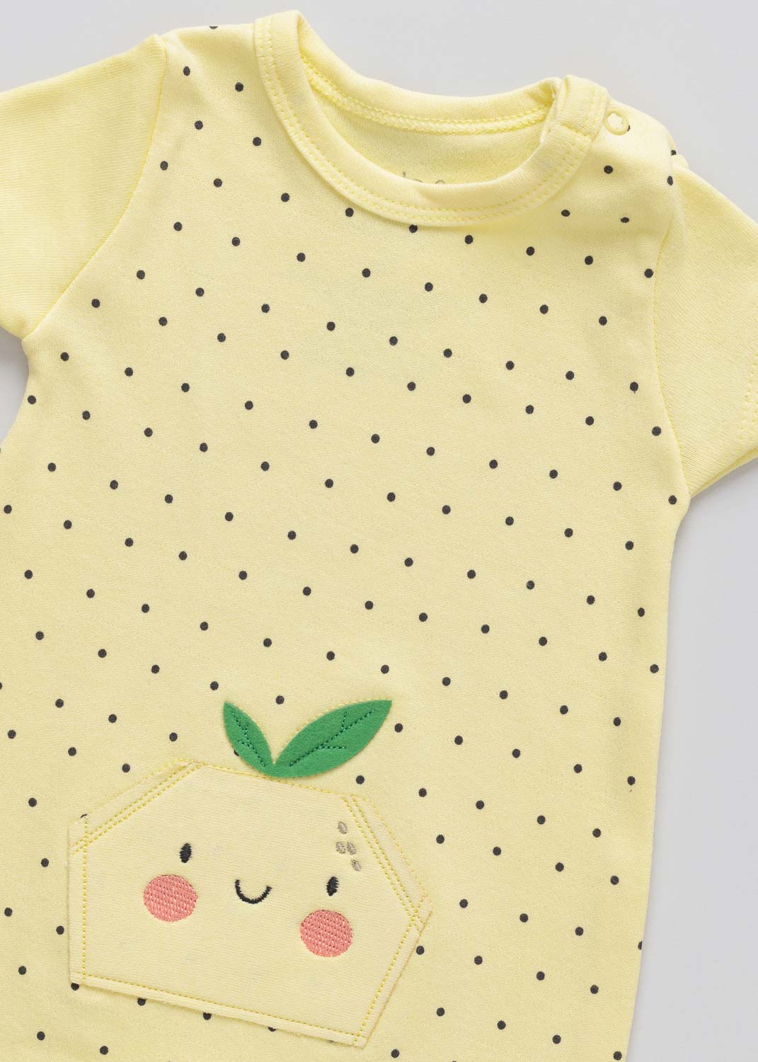 Macacão Romper Bebê Manga Curta Limão Amarelo - Imagem 2
