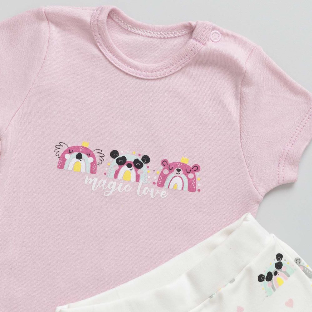 Conjunto Bebê Body e Shorts Rosa Arco-Íris - Image 2