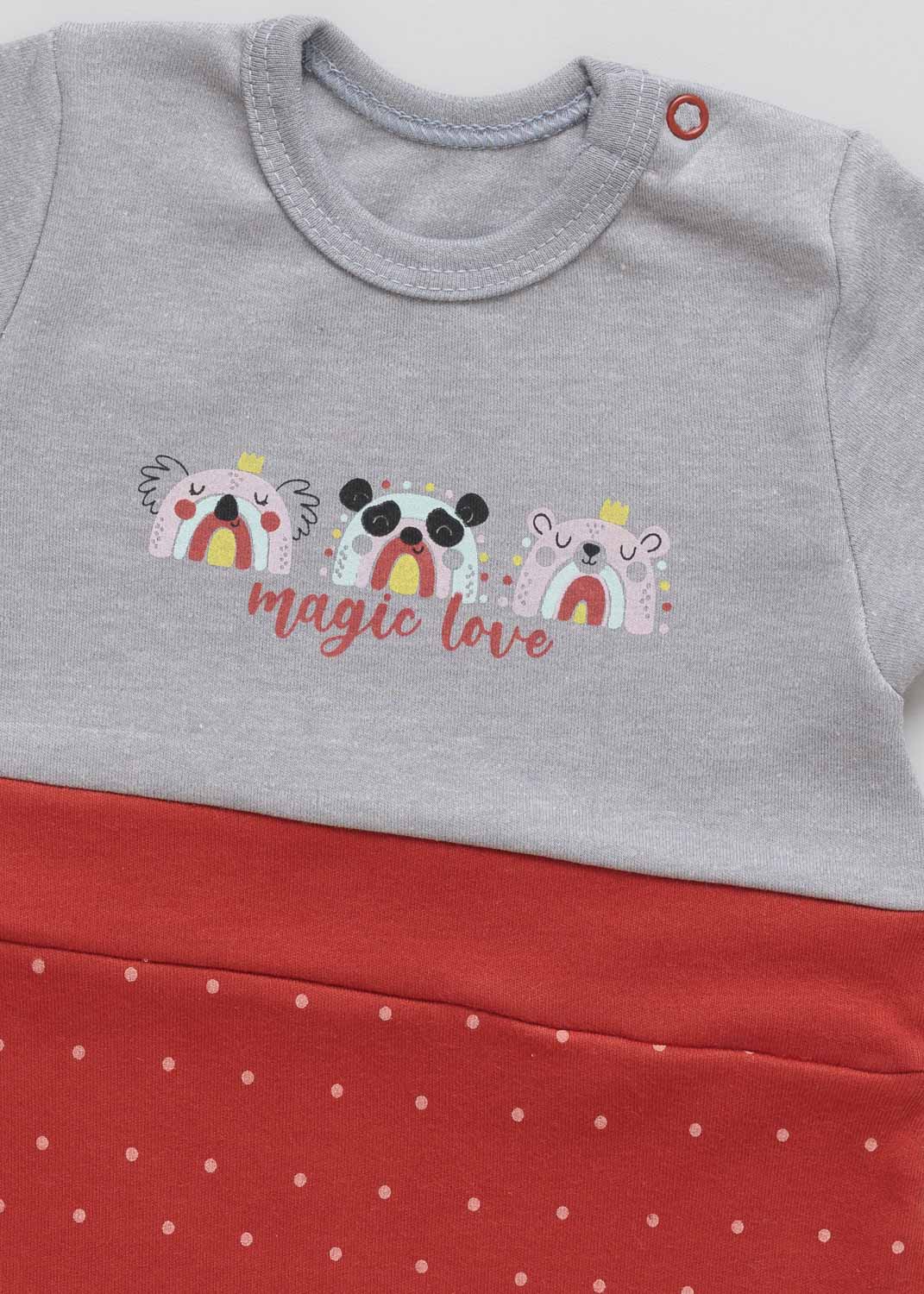 Macacão Bebê Manga Curta Arco-Íris Vermelho - Imagem 2