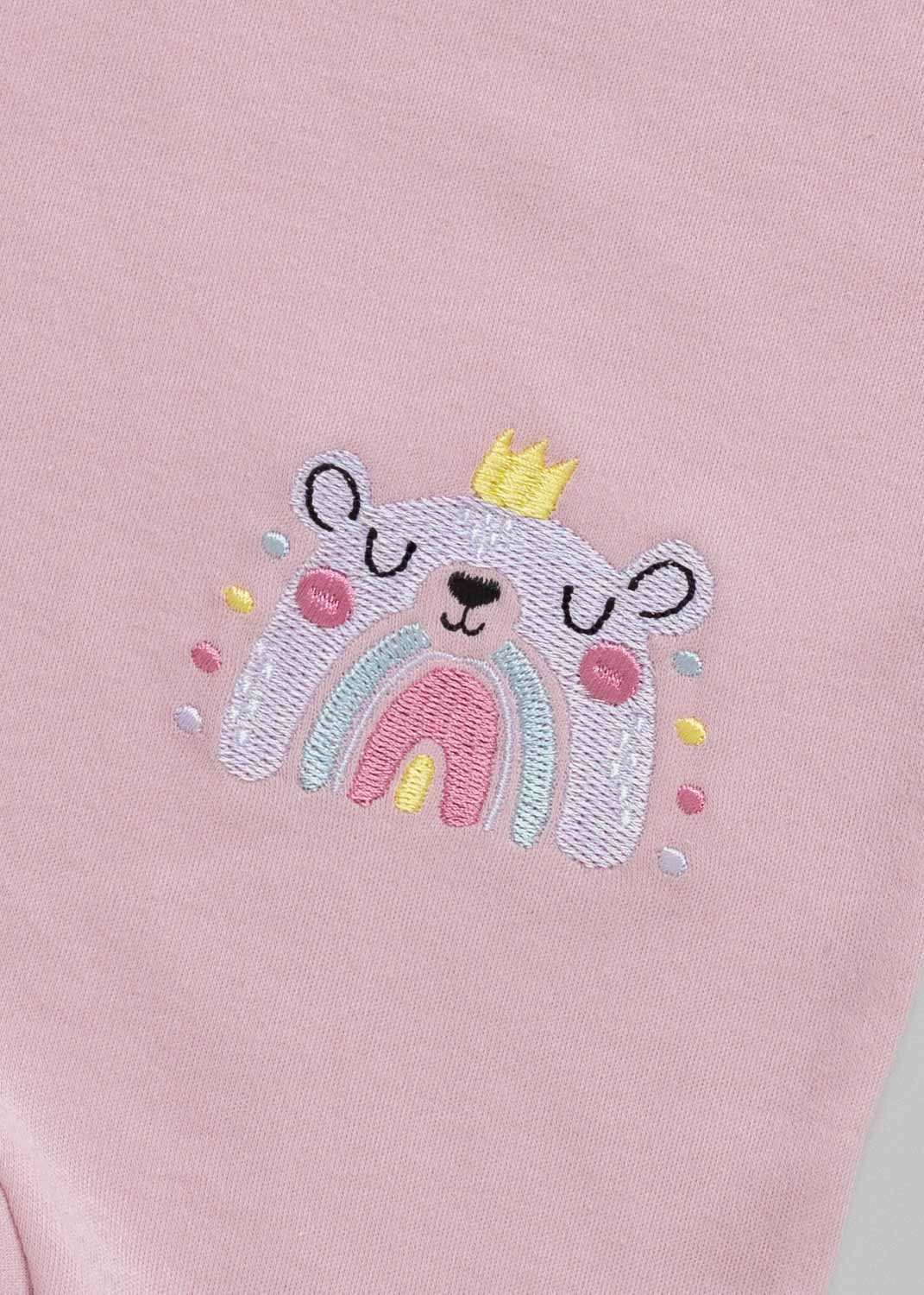 Macacão Bebê Manga Curta Ursinho Arco-Íris Rosa Bebê - Imagem 3