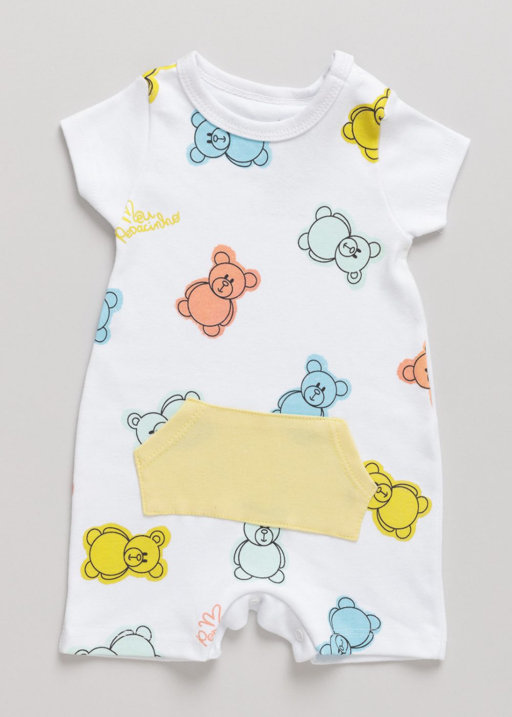 Macacão Infantil Suedine Fun Bear Branco