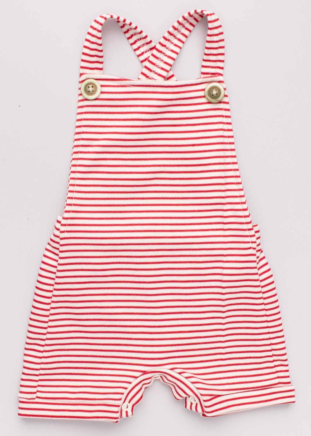 Jardineira Bebê Listrado Vermelho