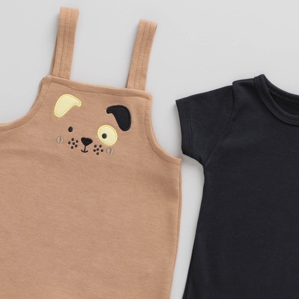 Conjunto Infantil Body e Jardineira Cachorrinho Marrom - Image 3