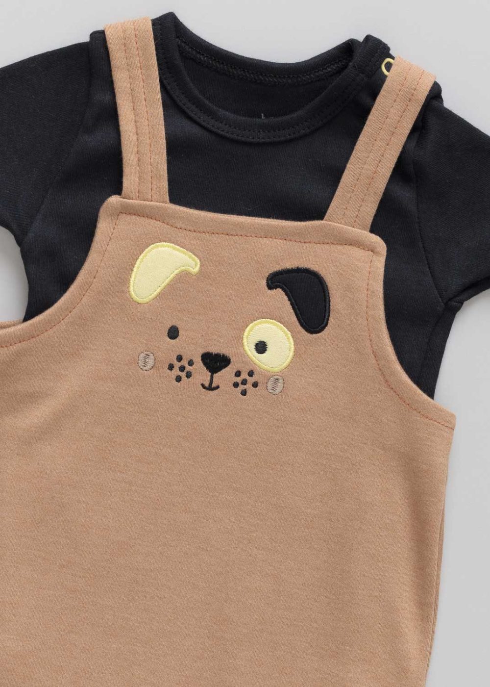 Conjunto Infantil Body e Jardineira Cachorrinho Marrom - Image 2