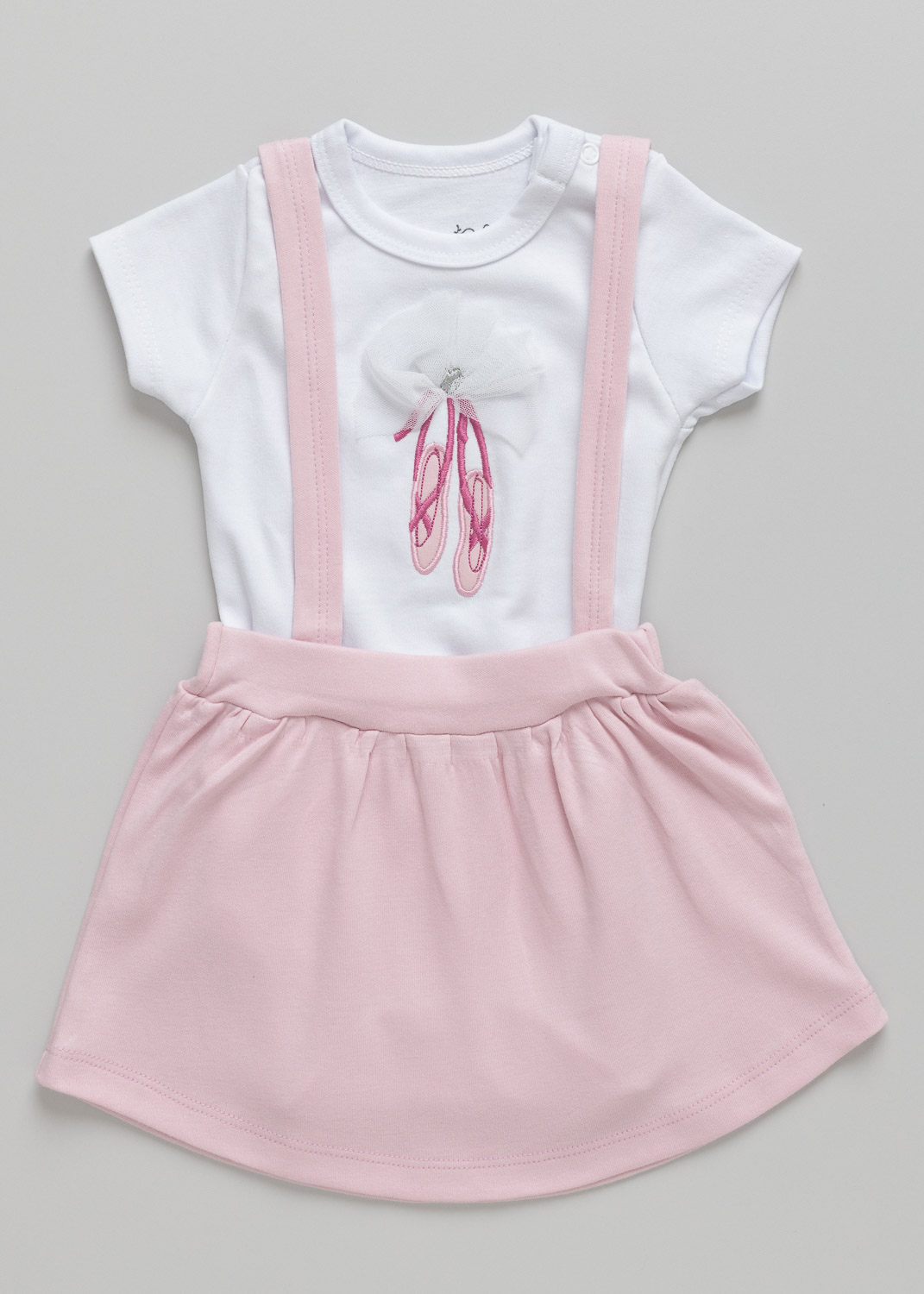 Conjunto Bebê Body e Salopete Bailarina Branco