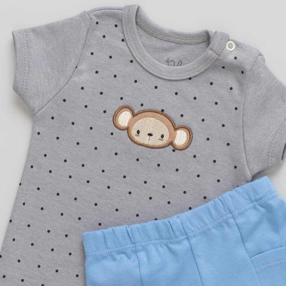 Conjunto Bebê Body e Shorts Macaco Mescla - Image 2