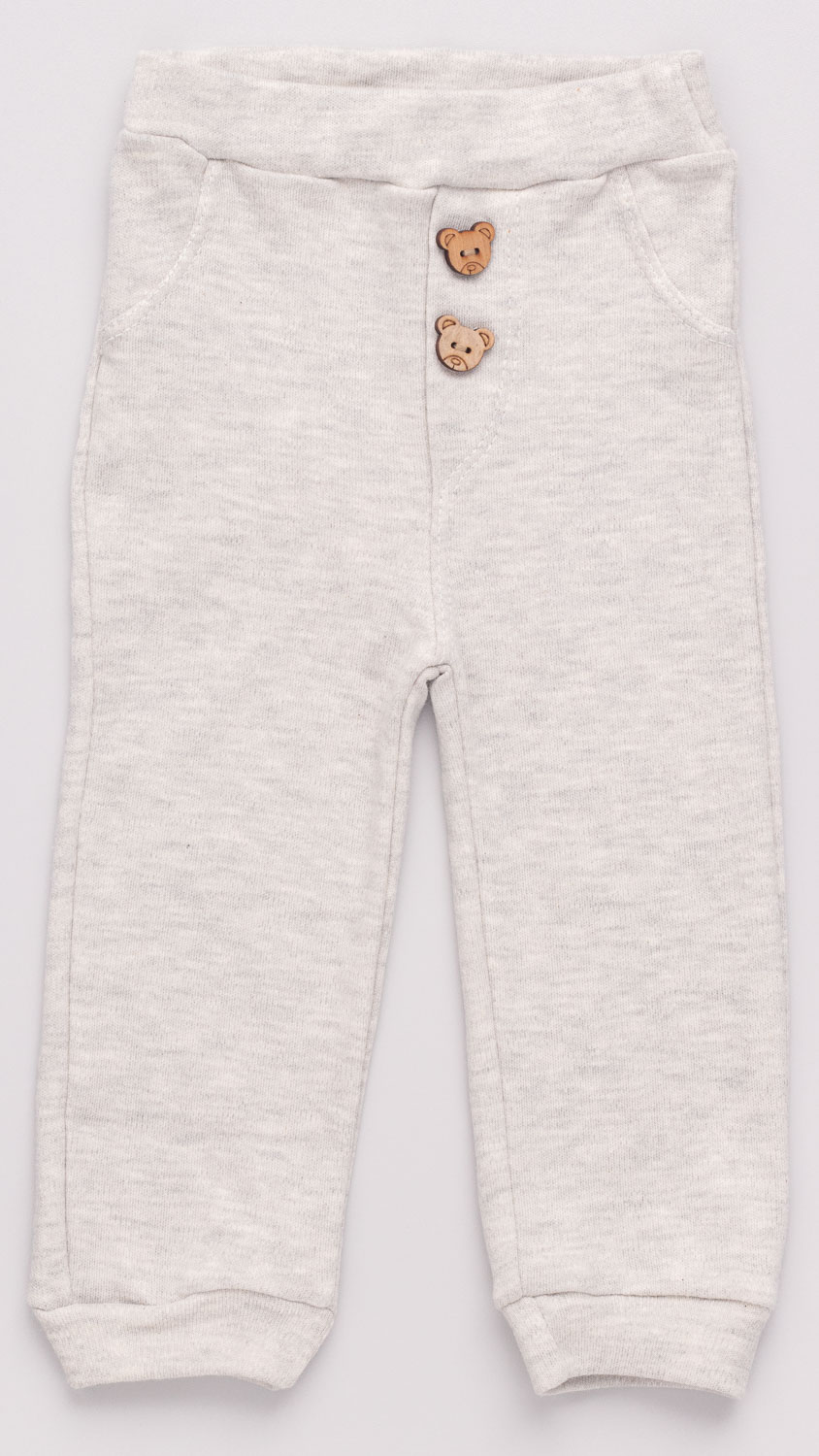 Calça Bebê Suedine Ursinho Mescla Claro