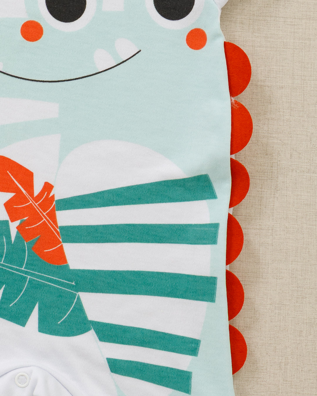 Macacão Romper Bebê Verão Suedine Jacaré Branco - Imagem 4