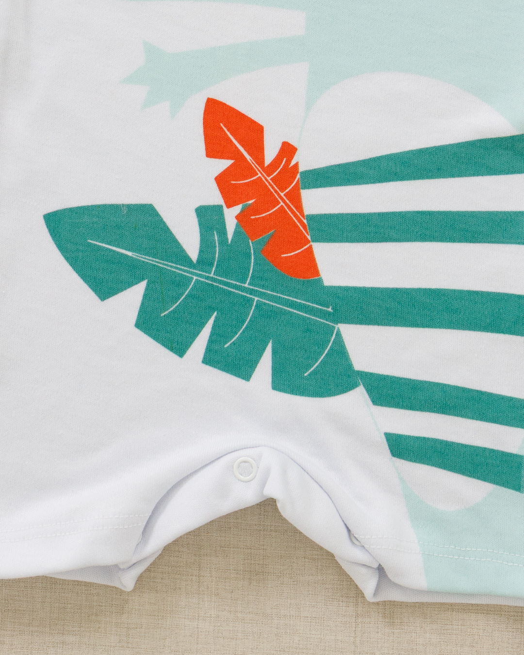 Macacão Romper Bebê Verão Suedine Jacaré Branco - Imagem 6