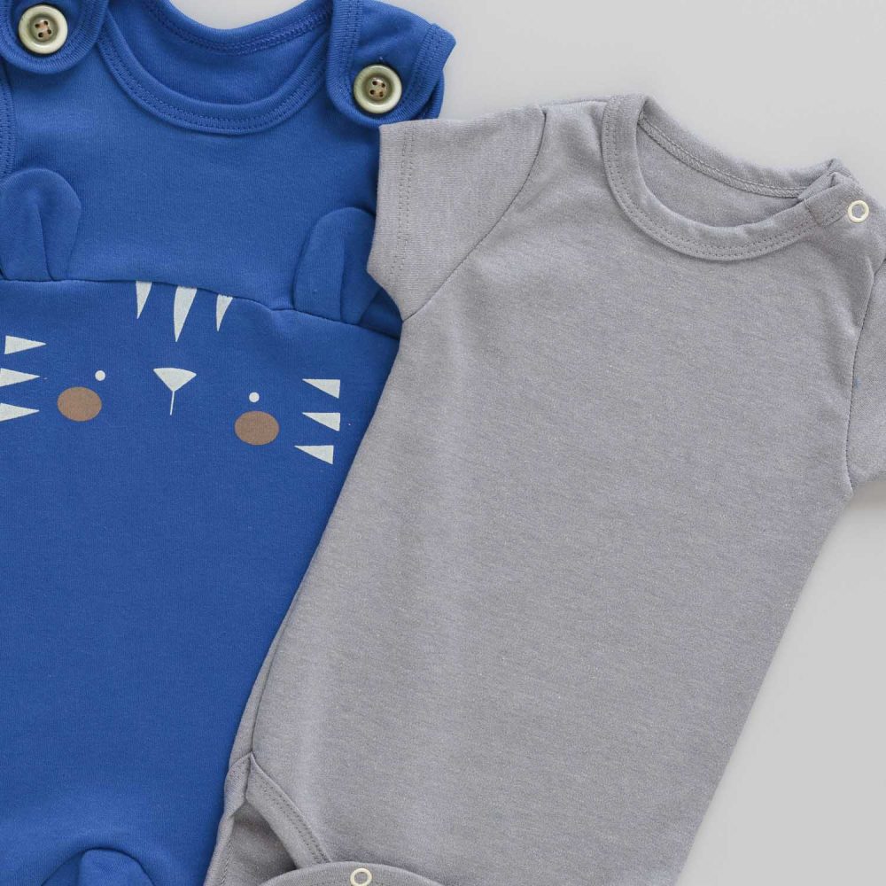 Conjunto Bebê Jardineira e Body Tigre Azul Bic - Image 3