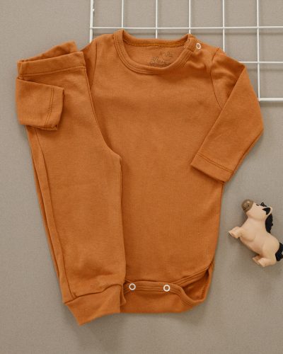 Conjunto Pagão Bebê Body e Calça Básico Ocre