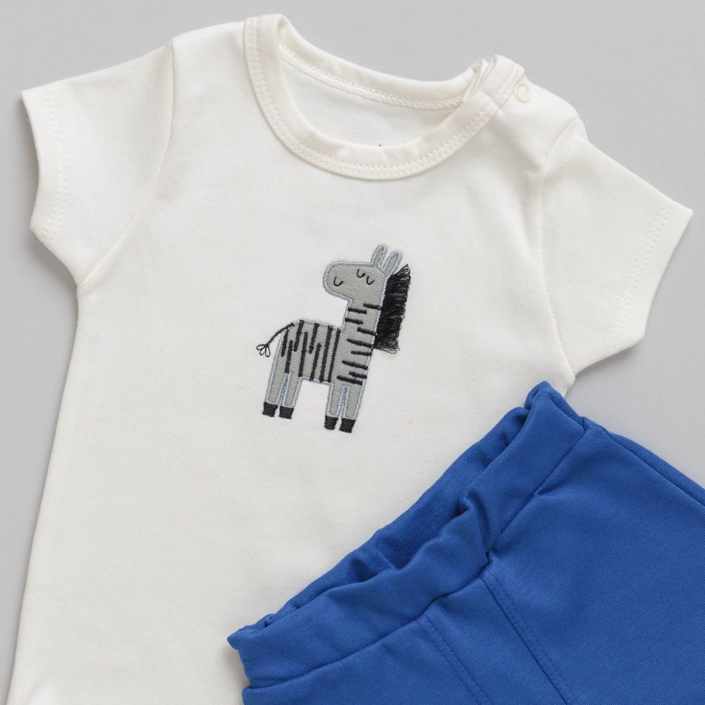 Conjunto Bebê Body e Shorts Zebra Off White - Imagem 2