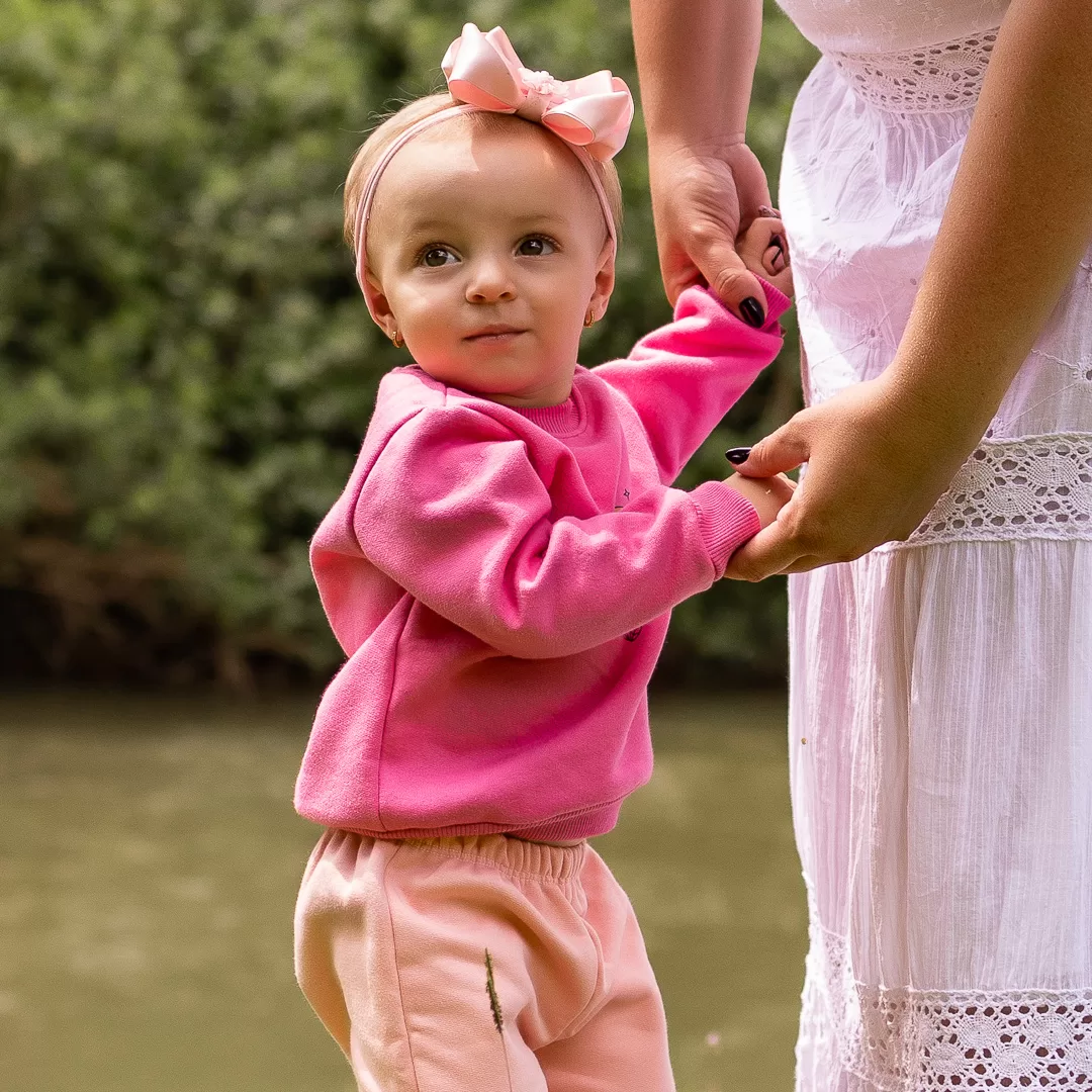 Conjunto Bebê Premium Moletom Margarida Rosa Chiclete - Imagem 4