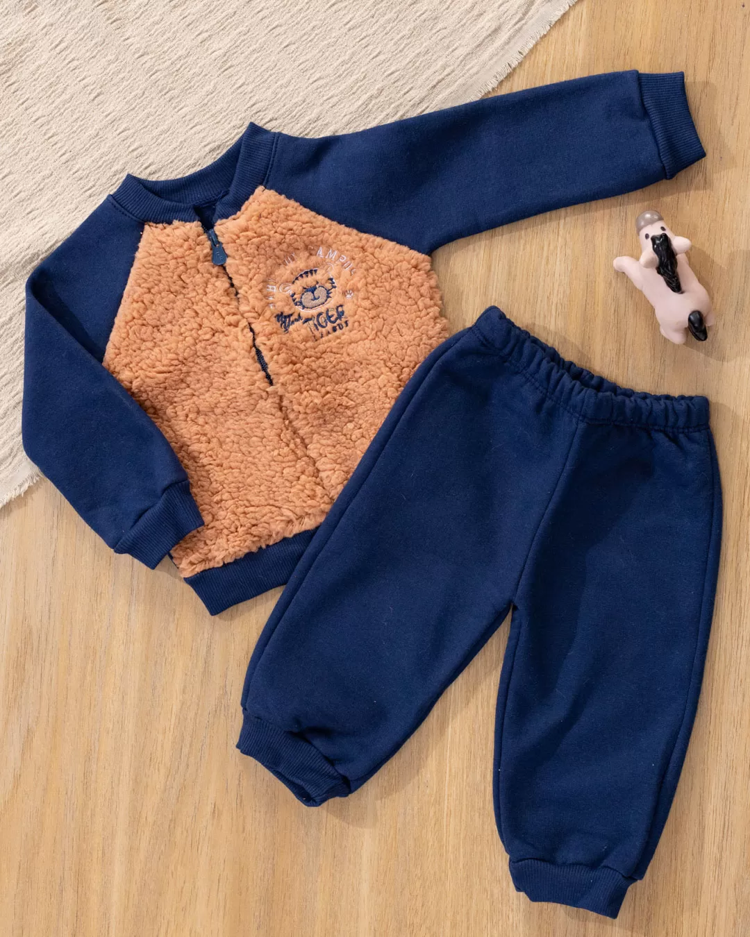 Conjunto Jaqueta e Calça Bebê Moletom Tiger Marinho