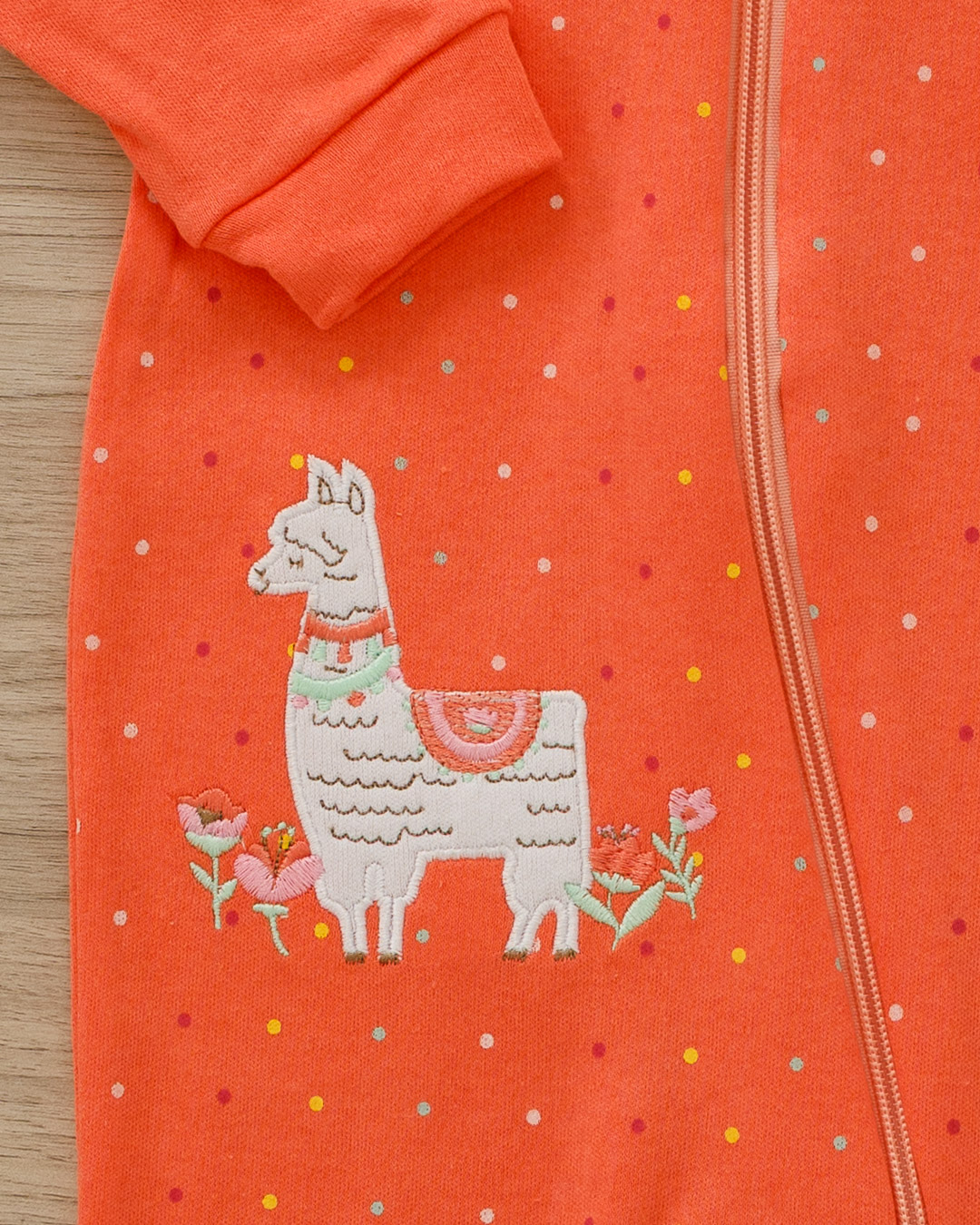 Macacão Bebê Suedine com Zíper Lhama Salmão - Imagem 2