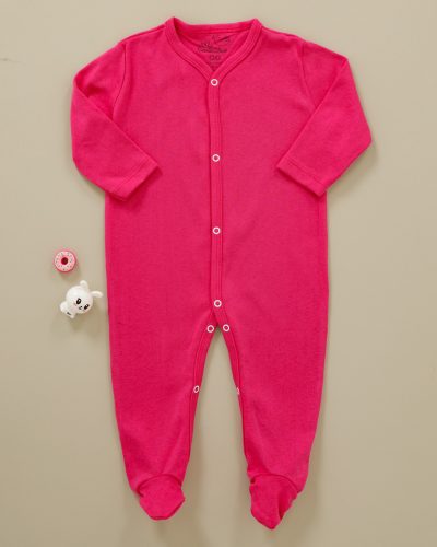 Macacão Bebê Suedine Básico Pink com Pé