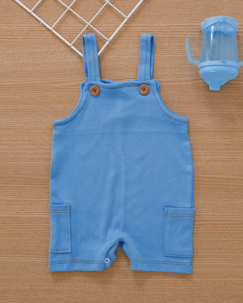 Macacão Jardineira Bebê com Bolsos Azul
