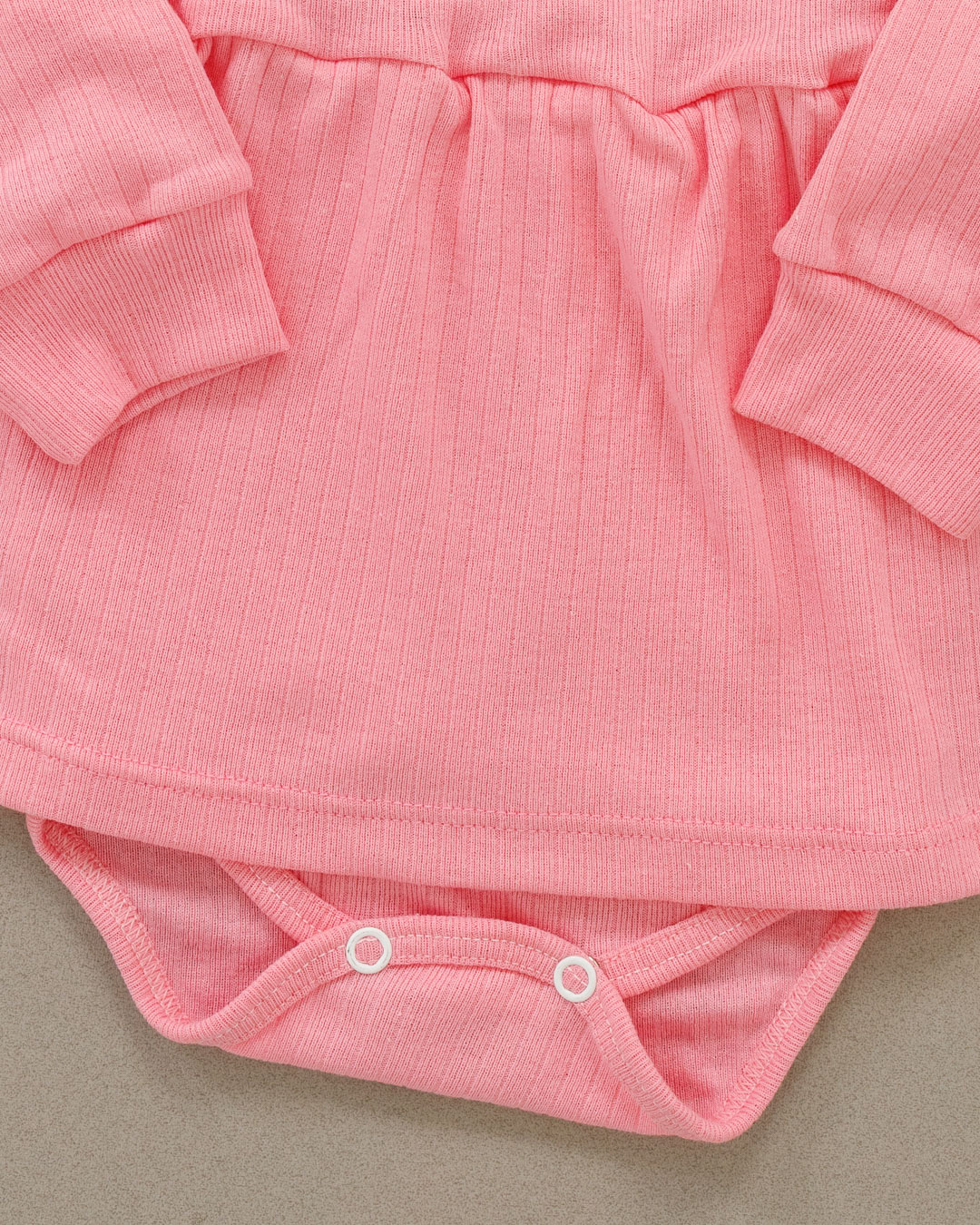 Body Vestido Bebê Canelado Confort Premium Rosa Menina - Imagem 7