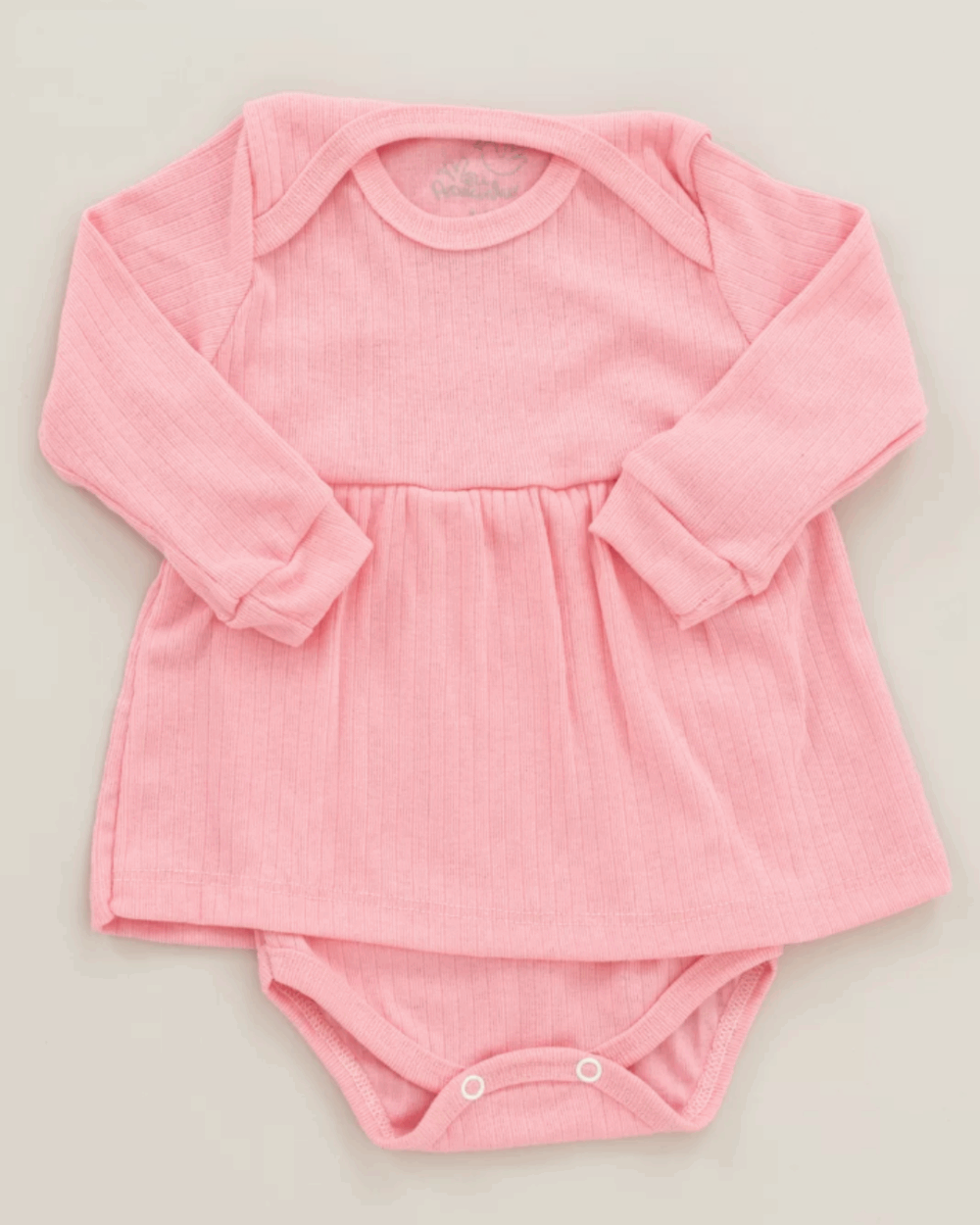 Body Vestido Bebê Canelado Confort Premium Rosa Menina