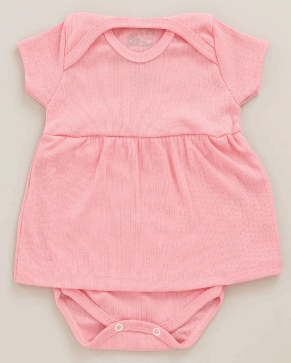 Body Vestido Bebê Canelado Confort Premium Verão Rosa Menina