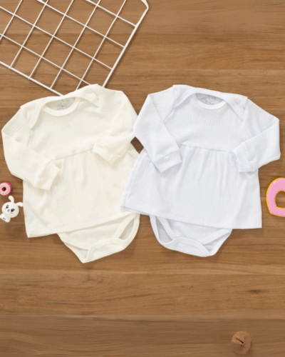 Kit 2 Body Vestido Bebê Canelado Inverno Confort Premium
