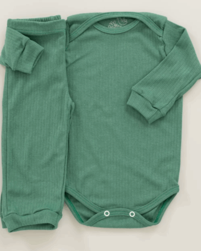 Conjunto Pagão Canelado Confort Premium Bebê Verde Menino