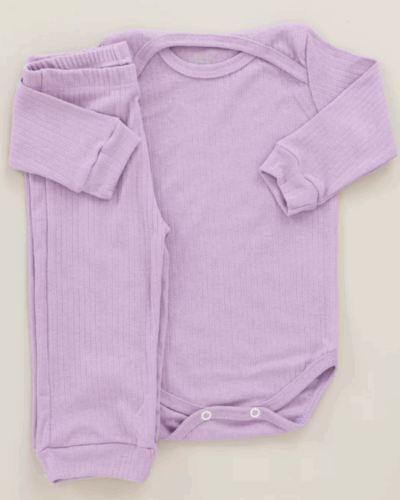 Conjunto Pagão Canelado Confort Premium Bebê Lilás Menina