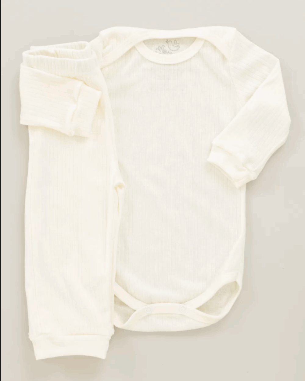 Conjunto Pagão Canelado Confort Premium Bebê Off White Unissex