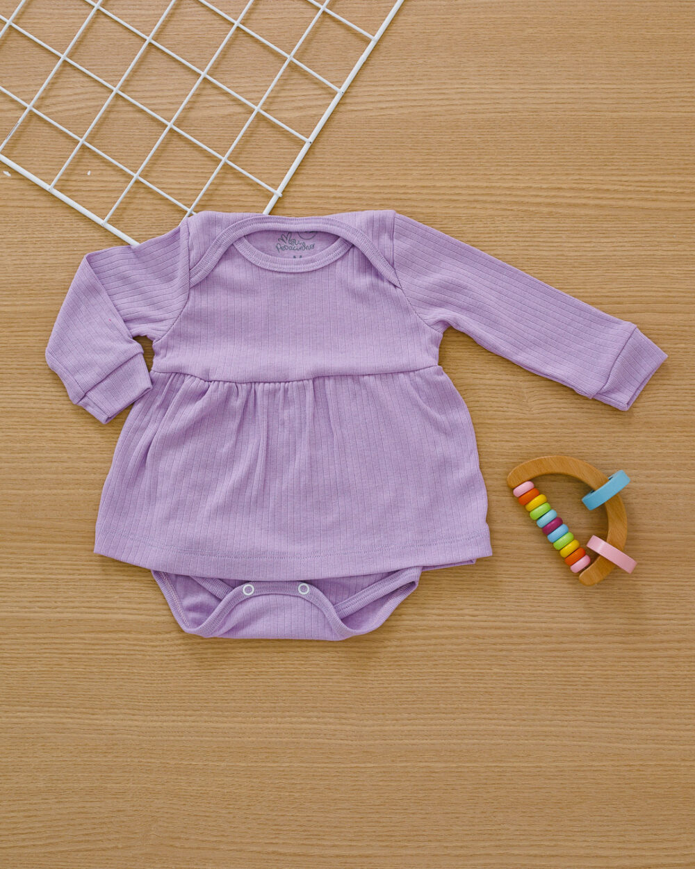 Body Vestido Bebê Canelado Confort Premium Lilás Menina