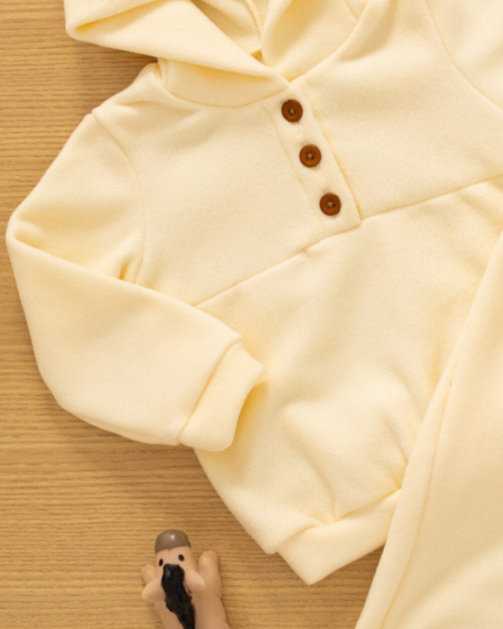 Conjunto Bebê Soft Blusa e Calça com Capuz Amarelo - Imagem 3
