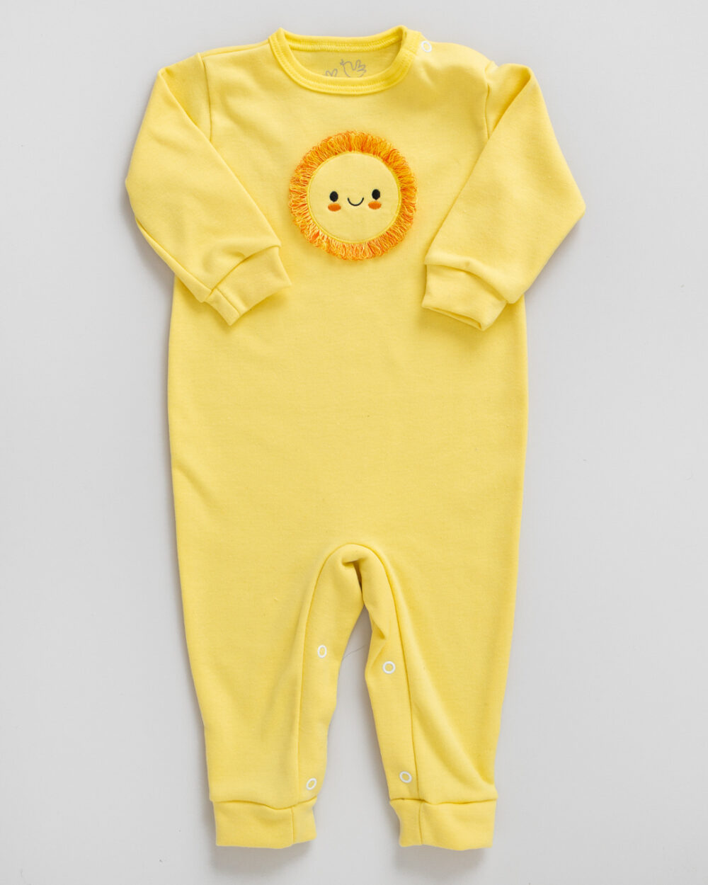 Macacão Bebê Manga Longa Suedine Sol Amarelo - Image 2